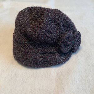 Purple and grey cap with bow detailing